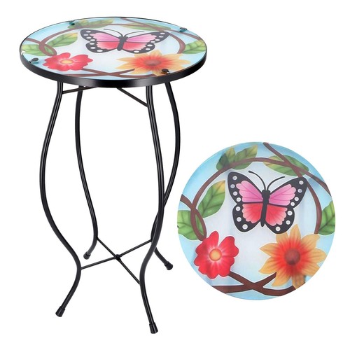Iron glass round coffee - round, table